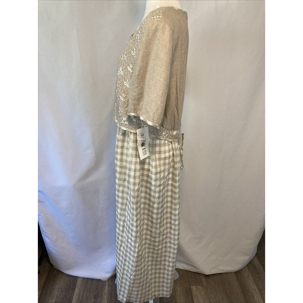 Cottagecore Prairie Dress Women’s 14 Gingham Embroider Vintage Plaza South New - Picture 11 of 11